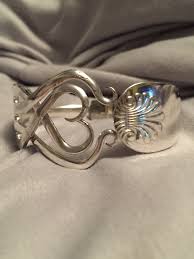 Single Fork Cuff Bracelet Captured Heart Etsy Fork Jewelry Silver Spoon Jewelry Jewelry