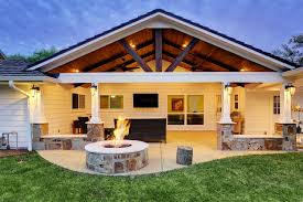 Attached Patio Cover Outdoor Living Gable Truss Fire Pit Patio Design Covered Patio Design Patio
