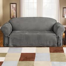 Soft Suede Furniture Box Cushion Sofa Slipcover By Sure Fit By Sure Fit In 2020 Cushions On Sofa Slipcovered Sofa Grey Couch Covers