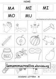 Collega le sillabe alle immagini ma me mu mi mo. Disegni Parole Con Lettera M Sillaba Scuola Insegnamento Della Scrittura