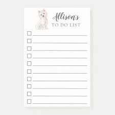 Westie Dog Personalized To Do List Post It Notes Zazzle Com Post It Notes Westie Dogs Dog Person