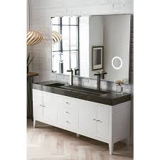 Crown and foot molding sets off the double recessed panels of each door. James Martin 72 Inch Linear Double Faucet Vanity With Glossy Dark Gray Top Glossy White 210 V72d Gw Dgg Keats Castle