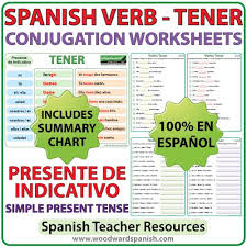 tener spanish verb conjugation worksheets present tense