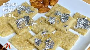 The almond base gives these flourless cookies a wonderfully nutty flavor. Instant Badam Burfi Manjula S Kitchen Indian Vegetarian Recipes