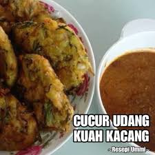 Resepi cucur udang dengan kuah kacang. Facebook