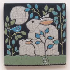 Maybe you would like to learn more about one of these? Rabbitsraku Fired Ceramic Art Tilehandmade Home Decor Mama Etsy Tile Art Ceramic Art Art