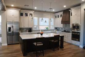 Overall Kitchen View Schrock Cabinets Elston Door On Perimeter In Dover With Graystone Kitchen Cabinets Models Used Kitchen Cabinets New Kitchen Inspiration