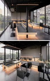 A Material Palette Of Warm Woods And Grey Elements Has Been Used To Create This Contemporary Coffee Shop Interior Coffee Shop Interior Design Coffee Shops Interior Modern Coffee Shop