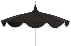 Black And White Outdoor Umbrella With Lights Dani Pom Pom Patio Umbrella Black Now 414 50 Was 595 00 In 2020 Patio Umbrella Umbrella Patio Umbrella Lights