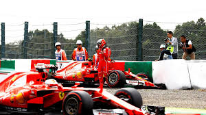 Sebastian Vettel Ferrari Sf70 H Passes Kimi Raikkonen Who Crashed In Fp3 At Suzuka Japan Saturday 7 October 2017