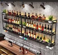 Amazon.com: Large Heavy Duty 47in Wine Rack with LED Wall Mounted Bottle  Glass Holder Under Shelf, 3-Tiers Liquor Floating Shelves Display Storage  ...