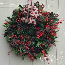 Berries Asparagus Fern And Spruce Christmas Door Wreath