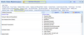 adding a new chart of accounts exalt