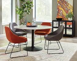 Scott Living Modern Solid Marble Dining Table Coaster Fine Furniture Dining Table Marble Marble Top Dining Table Metal Base Dining Table