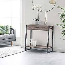 Vonhaus Rustic Console Table With Drawer Modern Industrial Design Rustic Console Tables Wooden Console Table Hallway Shelf