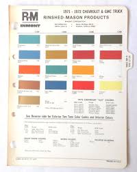 1971 1972 Chevrolet Truck And Gmc R M Color Paint Chip