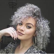 High Heat Synthetic Afro Curly Half 3 4 Wig Full Cap Instant Weave 14 Quot Dark Root Grey Ombre Dip Dye Natural Hair Styles Hair Styles Extreme Hair Colors