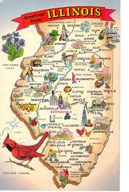 Greetings From Illinois State Map Postcard State Symbols Etsy Illinois Travel Illinois State Illinois