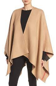 Pictures are from real stock. Burberry Charlotte Reversible Solid To Check Wool Cape In Camel Modesens