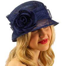 Summer 1920s Flapper Sinamay Floral Cloche Bucket Millinery Church Hat Navy At Amazon Women S Clothing Store Church Hats Church Lady Hats Millinery