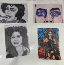 Some of my drawings from the rocky horror picture I did in school you can  follow me