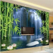 Beibehang Custom Hd Bamboo Forest Waterfall Lotus Photo Wallpaper Murals 3d Living Room Tv Background Wallpap Wall Wallpaper 3d Wallpaper Mural Mural Wallpaper