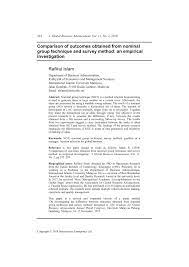 Kuala lumpur is home to a wonderful variety of cultures. Pdf Comparison Of Outcomes Obtained From Nominal Group Technique And Survey Method An Empirical Investigation