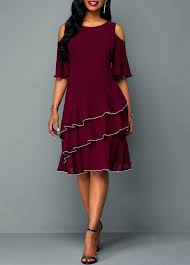 Round Neck Half Sleeve Layered Chiffon Dress Ad Sleeve Neck Layered Women S Fashion Dresses Layered Chiffon Dress Fashion Dresses Online