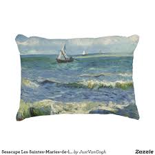 Seascape Les Saintes Maries De La Mer By Van Gogh Decorative Cushion Zazzle Co Uk Van Gogh Decorative Cushions Accent Pillows