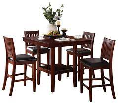 Choose the dining room table design that defines your family's style and character. 5 Piece Gainer Square Counter Height Dining Set Table 4 Chair Dark Brown Transitional Dining Sets By Amoc Houzz