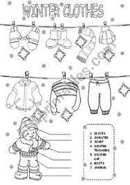 write correct number into free snowflakes which are next or under the each picture clothes worksheet teaching english winter outfits 
