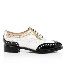 Black And White Wingtip Shoes Black White Gold Italian Leather Brogue Calfskin Lining And Natural Cork Insole Heel Height 25mm Goodye Leather Oxford Shoes Oxford Shoes Women S Wingtips
