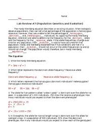 Since 2pq equals the frequency of heterozygotes or carriers, then the equation will be as follows. Hardy Weinberg Equilibrium Worksheet