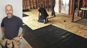 Bathroom flooring schluter ditra over wood in a bathroom tips for laying tile on plywood subfloor tile laying floor tile over wood subfloor flooring. Diy How To Install A Basement Subfloor Youtube