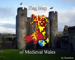 Elaborate rendering including motion blur and even a fabric texture (visible at 100%). Flag Map Of Medieval Wales Late Xii Century Mapporn