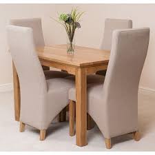 Aspen Solid Oak Dining Table 4 Oatmeal Lola Fabric Dining Chairs Oak Dining Room Furniture Solid Oak Dining Table Fabric Dining Chairs