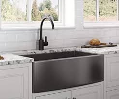 Nowadays, kitchen sinks come in a variety of shapes, sizes, and finishes, from traditional stainless steel and porcelain to more modern copper and black granite. Ruvati Gunmetal Black Matte Stainless Steel 36 Inch Apron Front Farmhouse Kitchen Sink Single Bowl Rvh9880bl Amazon Com