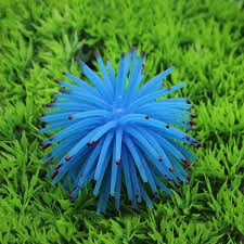 Aquarium Articles Decoration TPR Simulation Sea Urchin Ball Coral with Point,  Size: L, Diameter: 13cm(Blue)