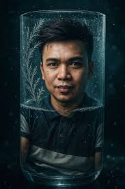 Dark haunted midway with neon lights and rides