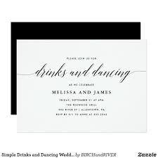 Simple Drinks And Dancing Wedding Invitation Zazzle Com Wedding Cocktail Invitation Cocktail Wedding Reception Invitation Wedding Reception Invitation Wording
