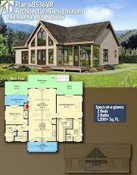 Plan 68536vr 2 Bed House Plan With Vaulted Interior Architectural Design House Plans Lake House Plans Cabin House Plans