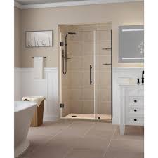 Aston Belmore Gs 47 25 In To 48 25 In X 72 In Frameless Hinged Shower Door With Glass Shelves In Oil Rubbed Bronze Shower Doors Frameless Shower Doors Glass Door
