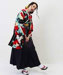 卒業式袴レンタル 黒地に大矢絣 赤椿 ファッションスタイル 日本のファッションスタイル ファッション