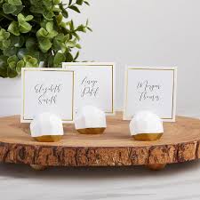 A beautiful ribbon and pearls christmas tree place card holder is a sophisticated idea for those who are looking for luxury. Geometric Place Card Holder Set Of 6 My Wedding Favors