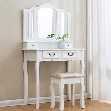 5 out of 5 stars. 4 Drawer White Dressing Table With Stool Triple Mirror Shop Designer Home Furnishings