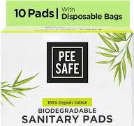 Sanitary Napkins Compostable Pee Pads Pee Safe Organic Cotton Ultra Thin  Biodegradable Regular Sanitary Pad (Pack Of 10) Sanitary Pad