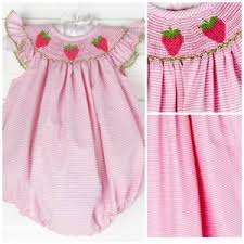 Soldsie Smocked Strawberry Bubble Pink Stripe