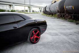 Black And Red Challenger Red Concavo Custom Wheels On All Black Dodge Challenger Dodge Challenger Black Custom Wheels Dodge Challenger