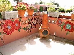Painted Walls In My Front Garden Mexican Style Decor Mexican Garden Mexican Decor