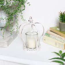 Exotic palm tree candle holders in a stunning gold finish. Small Antique White Crown Candle Holder